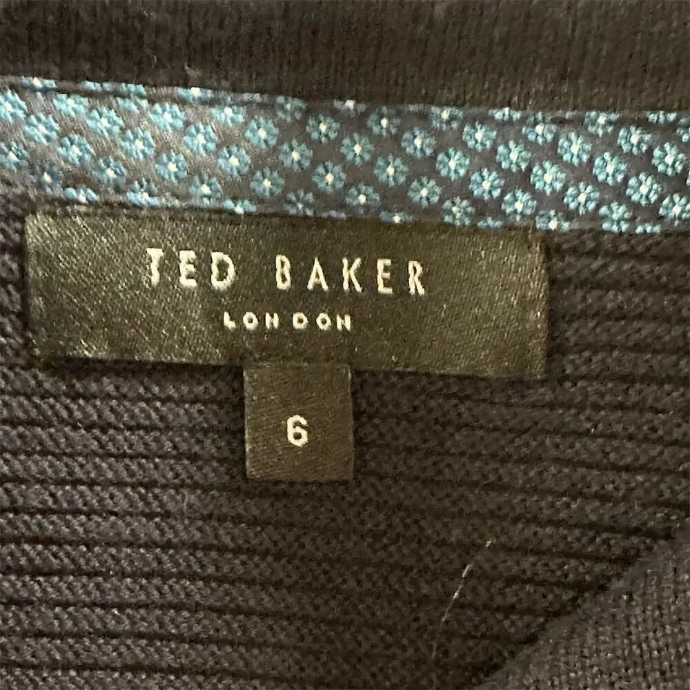 Ted Baker Men's Size 6 Blue Shawl Neck Button Sweater Long Sleeve Casual